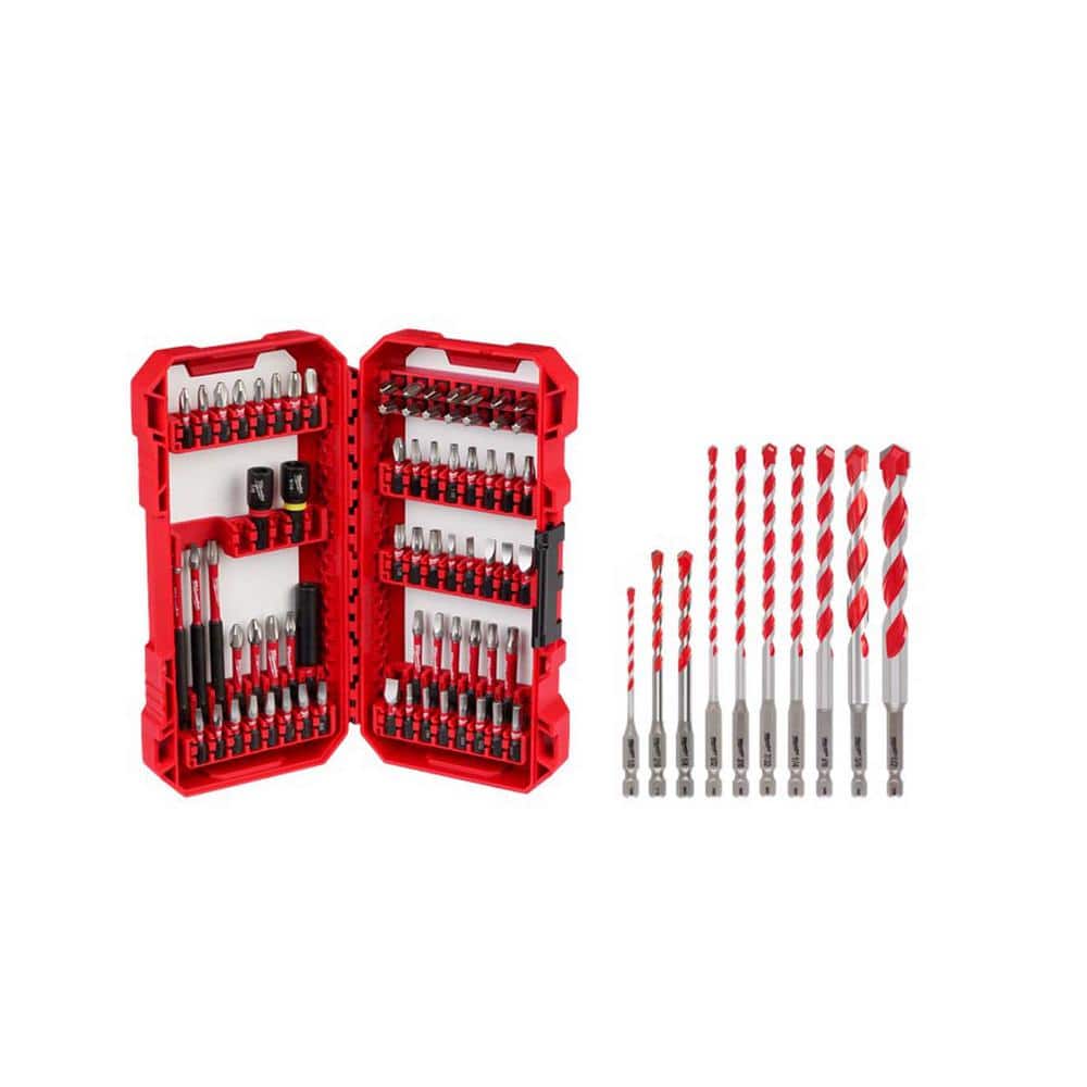 SHOCKWAVE Impact Duty Alloy Steel Screw Driver Bit Set & Carbide Hammer Drill Bit Set (80-Piece)