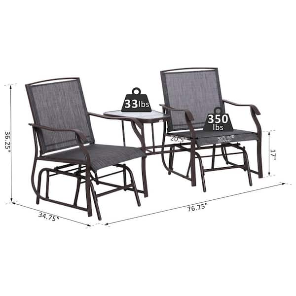 Outsunny Brown 3-Piece Sling Patio Conversation Set with
