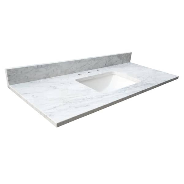 kalorie markedsføring tildele TILE & TOP 49 in. W x 22 in. D x 1 in. H Bianco Carrara White Marble Vanity  Top with White Basin-TH0570 - The Home Depot