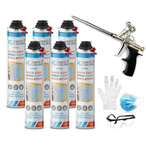 AG930 25.36 oz. Insulation Spray Foam, Thermal and Sound Insulation (6 pack) and AG950 Foam Dispensing Gun