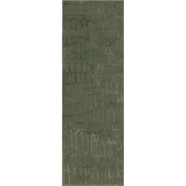 2 ft. 8 in. x 8 ft. Forest Green Belen Modern Abstract Runner Rug
