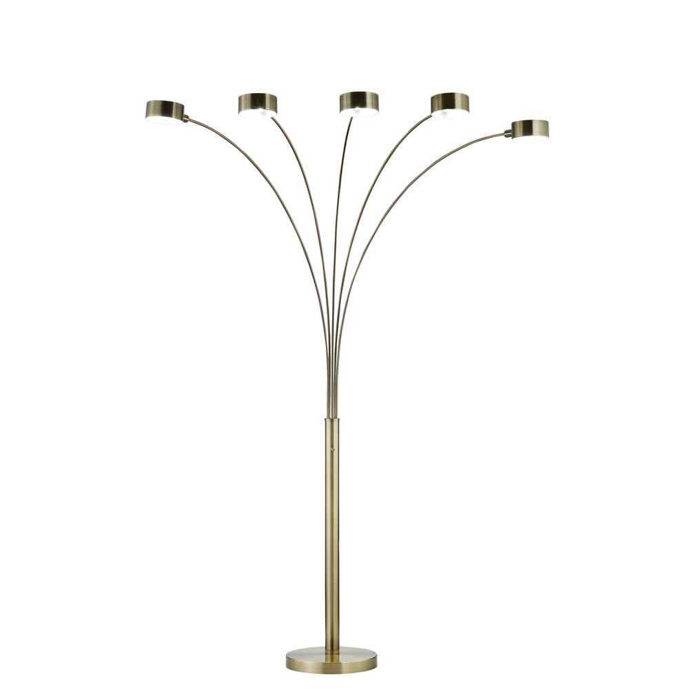 ARTIVA USA Micah Pro 88 in. H in. Antique Brass LED 5-Arched Floor Lamp ...