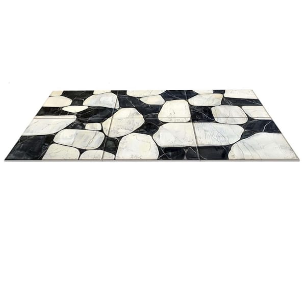 Afoxsos 72 in. x 48 in. Acoustical Wall Panels Sound Absorbing Wall Art, Pebble Accord in Black and White