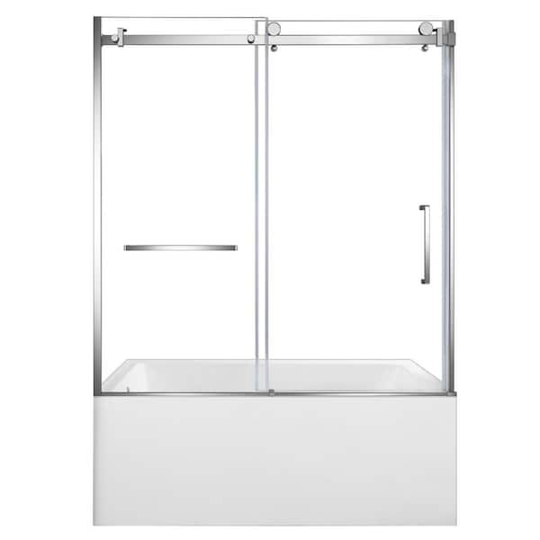 59.8 in. x 31.9 in. Acrylic Rectangular Alcove Soaking Bathtub with Left Drain in White/Polished Chrome