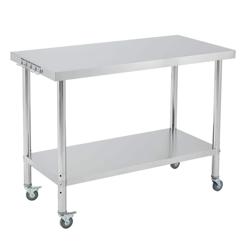 60 in. Stainless Steel Commercial Prep Table with Adjustable Shelf and Hanging Hooks price history on PriceWatchPro