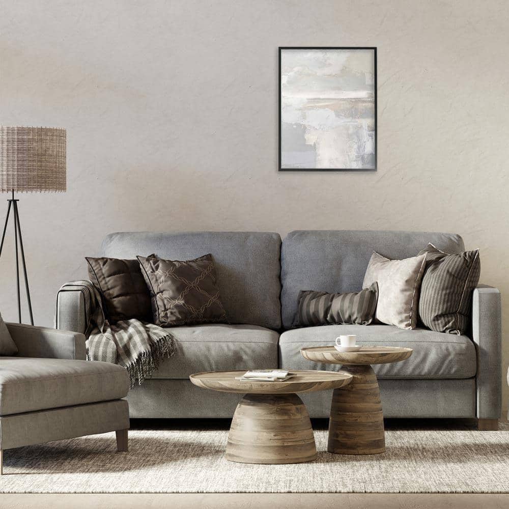 Cascading Soft Neutrals by Rachel Springer Black Framed Abstract Giclee Art Print 20 in. x 16 in.