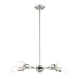 Lansdale 5 Light Brushed Nickel with Bronze Accents Chandelier