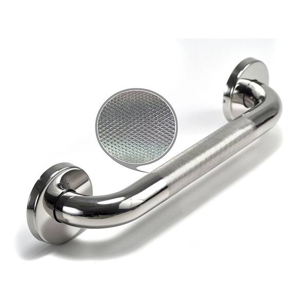 WingIts Premium Series 18 in. x 1.25 in. Diamond Knurled Grab Bar in Polished Stainless Steel (21 in. Overall Length)
