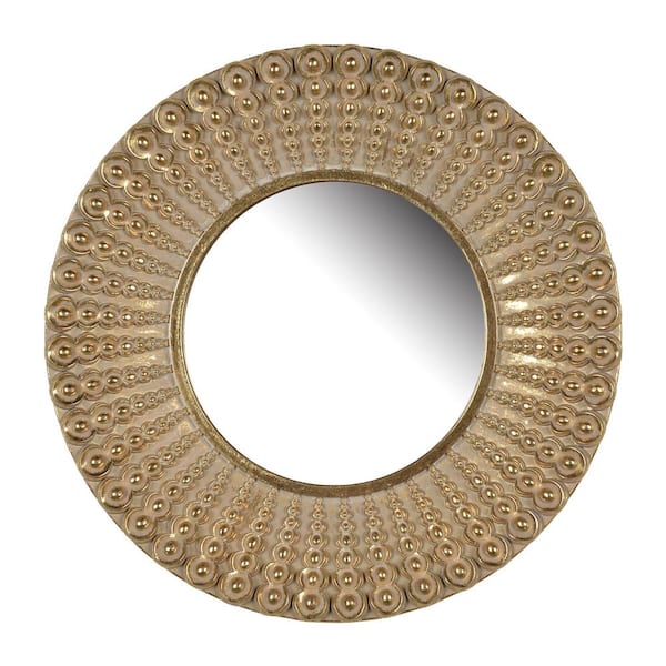 Miscool Anky 14 in. W x 14 in. H Polyresin Framed Gold Wall Mounted Decorative Mirror