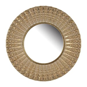 Anky 14 in. W x 14 in. H Polyresin Framed Gold Wall Mounted Decorative Mirror