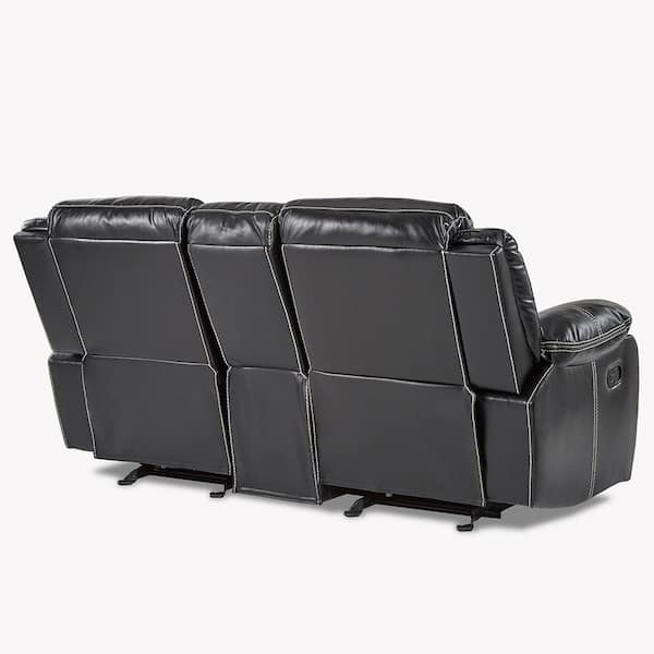 Lazzara Austin 78.5 in. W Black Faux Leather Double Glider
