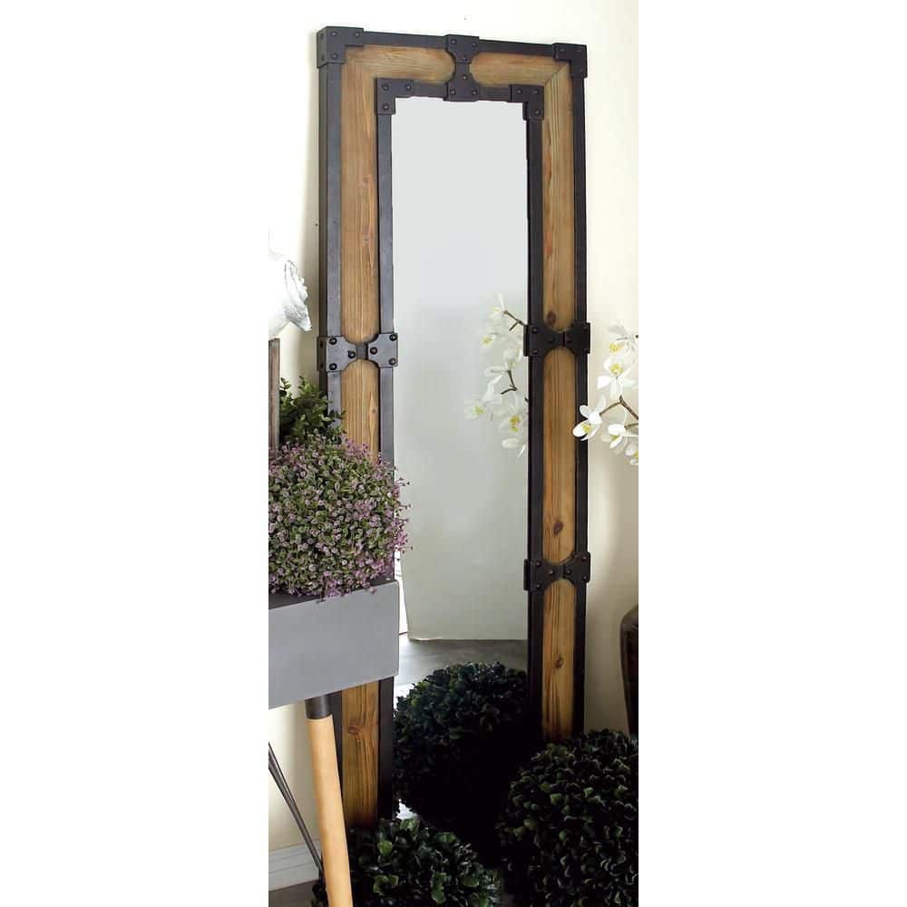 Rustic Brown Wood Full-Length Rectangular Floor Mirror