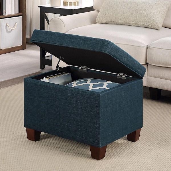 Madison Dark Blue Fabric Storage Ottoman