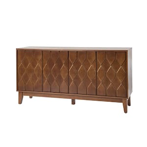 Lydia 60 in. Modern Wide Sideboard with Geometric Relief Door Fronts-WALNUT