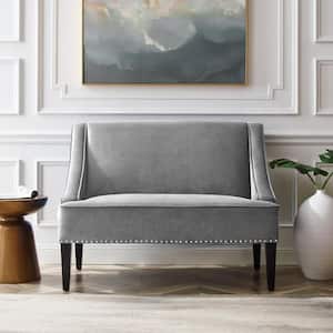 Malaya Grey Bench Upholstered Velvet 44.5 in. L x 31 in. W x 34.5 in. H