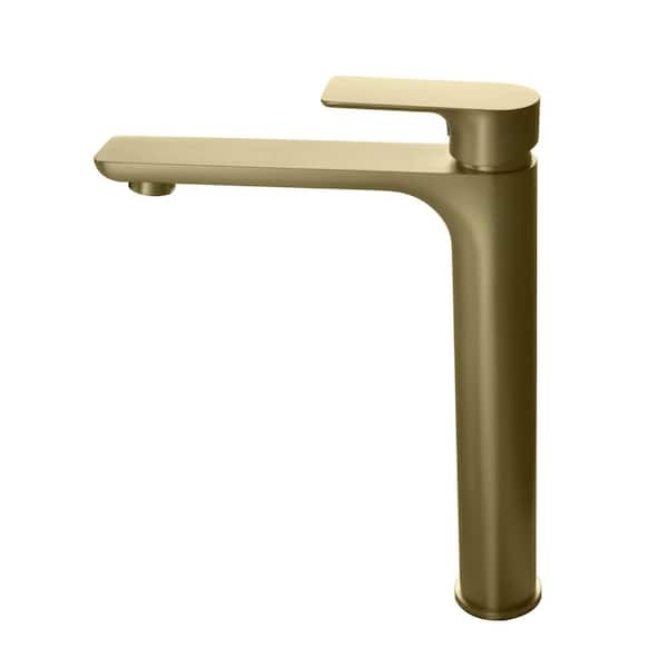 Single Handle Bathroom Vessel Sink Faucet in Brushed Gold