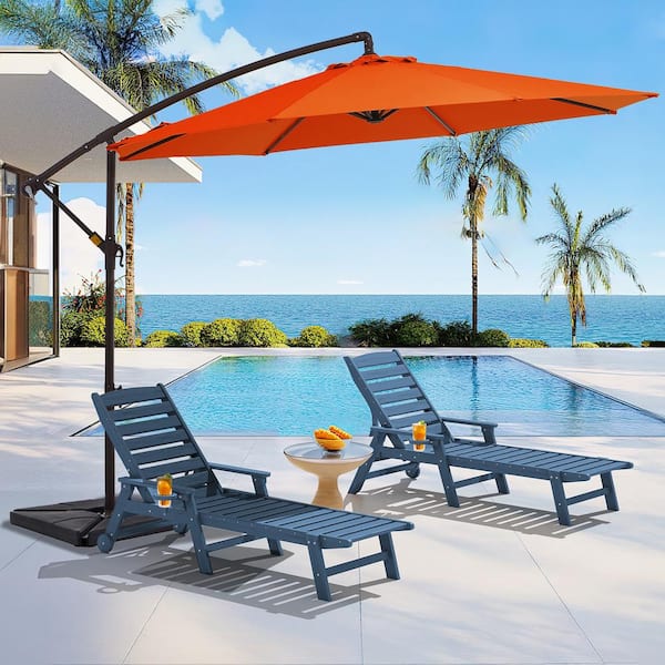 JEAREY 10 ft. Steel Cantilever Patio Umbrella with weighted base in Orange
