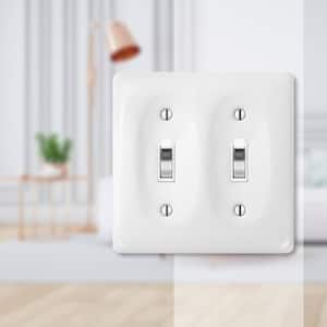 Allena 2 Gang Toggle Ceramic Wall Plate - White