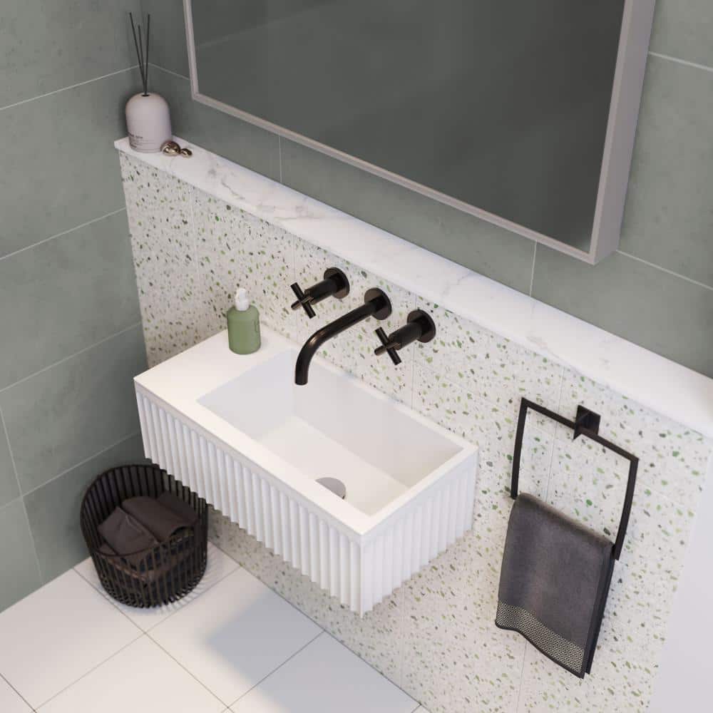 Delice 24" Matte White Ceramic Wall-Mount Bathroom Sink