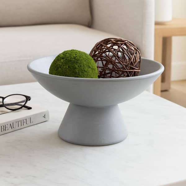 Blue 11.75 in. x 6.5 in. Ceramic Bowl Pedestal Base