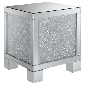 Gillian 19.75 in. W Silver and Clear Mirror Square Mirror Top End Table