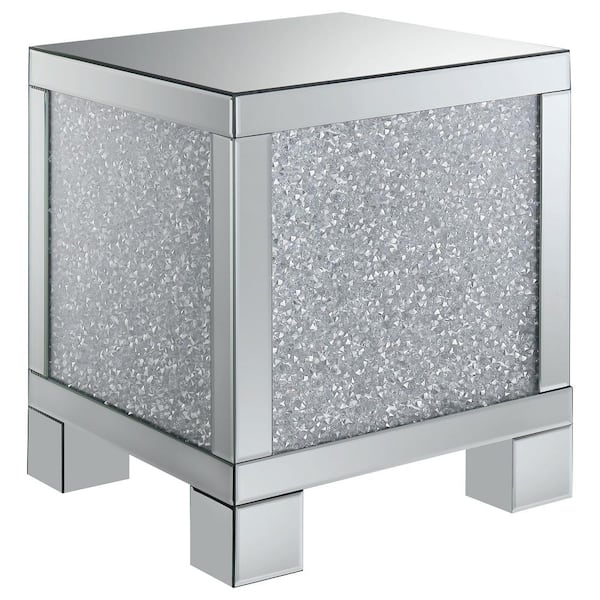 Coaster Gillian 19.75 in. W Silver and Clear Mirror Square Mirror Top End Table