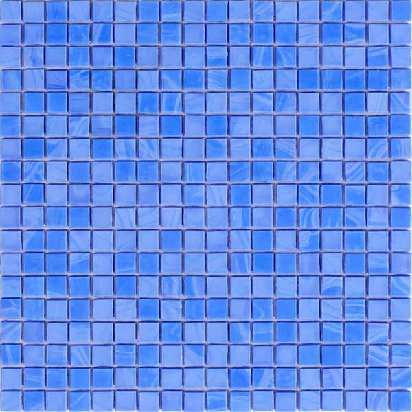 Apollo Tile Skosh 4 in. x 6 in. Glossy Neon Blue Glass Mosaic Uniform square Wall & Floor Sample Tile (0.13 sq. ft./Piece) (1-Pack)