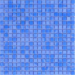 Skosh 11.6 in. x 11.6 in. Glossy Neon Blue Glass Mosaic Wall and Floor Tile (18.69 sq. ft./case) (20-pack)