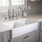Turner 33 in. Farmhouse Double Bowl Crisp White Fireclay Kitchen Sink