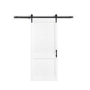 Dorian 36 in. x 84 in. Textured White Sliding Barn Door with Solid Core and Victorian Soft Close Hardware Kit