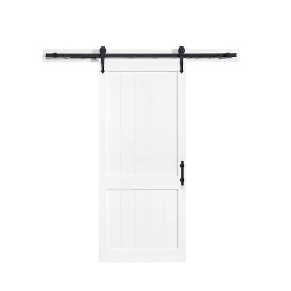 OVE Decors Dorian 36 in. x 84 in. Textured White Double Sliding Barn Door  with Solid Core and Victorian Soft Close Hardware Kit 15DKB-SHD336-10 - The  Home Depot
