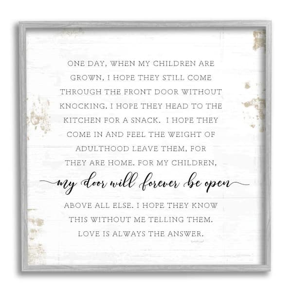 Stupell Industries "When My Children Are Grown Text Homely Word Design" by Jennifer Pugh Framed Country Wall Art Print 24 in. x 24 in.