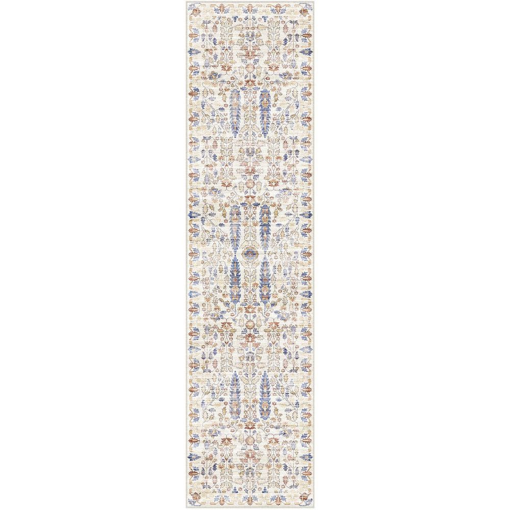 Ivy Blue/Orange 2 ft. x 8 ft. Washable Vintage Floral Runner Rug price history on PriceWatchPro