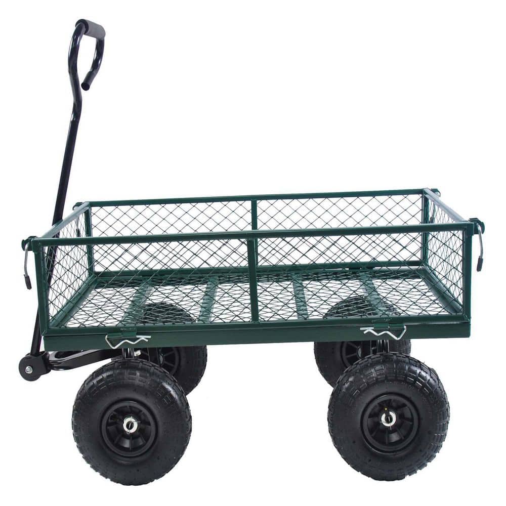 8.8 cu.ft. Steel Tools Garden Cart Wagon Cart in Green