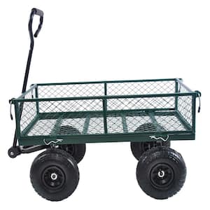 8.8 cu.ft. Steel Tools Garden Cart Wagon Cart in Green