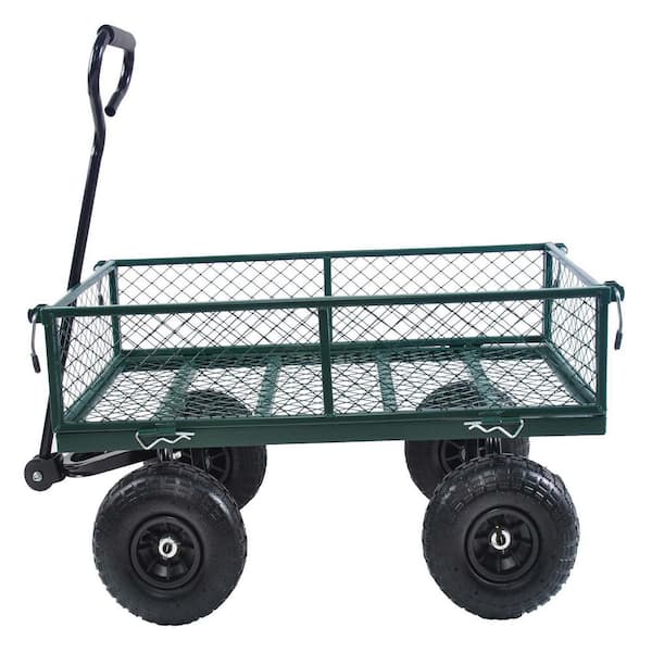 Unbranded 8.8 cu.ft. Steel Tools Garden Cart Wagon Cart in Green