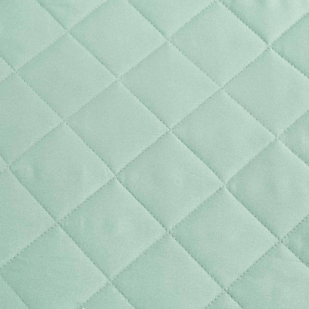 Sage Green Microfiber Diamond Stitched Full Quilt Set