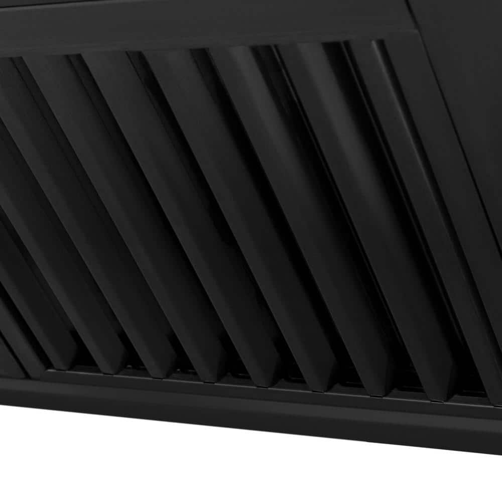 30" Black Stainless Steel Range Hood with Gold Handle