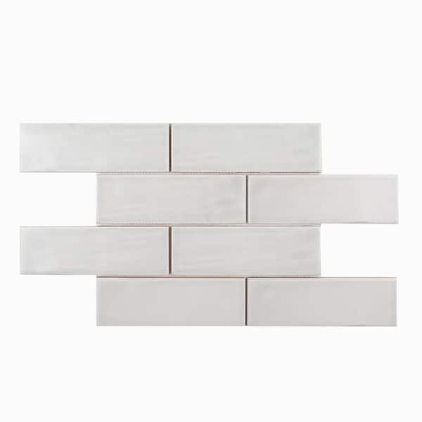 Jeffrey Court 2 in. x 8 in. Subway Brick Grey 10.625 in. x 15.875 in. Matte Ceramic Mosaic Wall Tile (8.2 sq. ft. /Case)