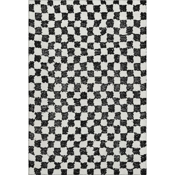 Mayfield Premium Machine Washable Abstract AMF1958 Black 5 ft. x 7 ft. 6 in. Area Rug