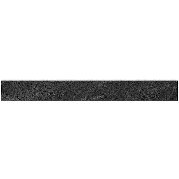 Alpe Black 3 in. x 24 in. Quartzite Stone Look Porcelain Bullnose Tile Trim (20.00 ft./Case)