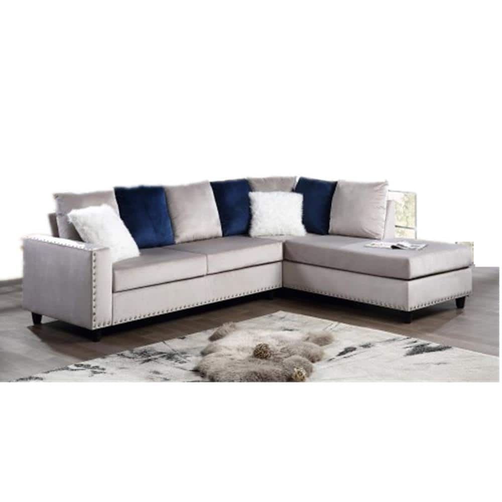 LUCKY ONE Lementory 80.33in W Square Arms Velvet L Shaped Mid-Century  Modern Straight Reclining Sofa in Gray WI-GHF2297 - The Home Depot