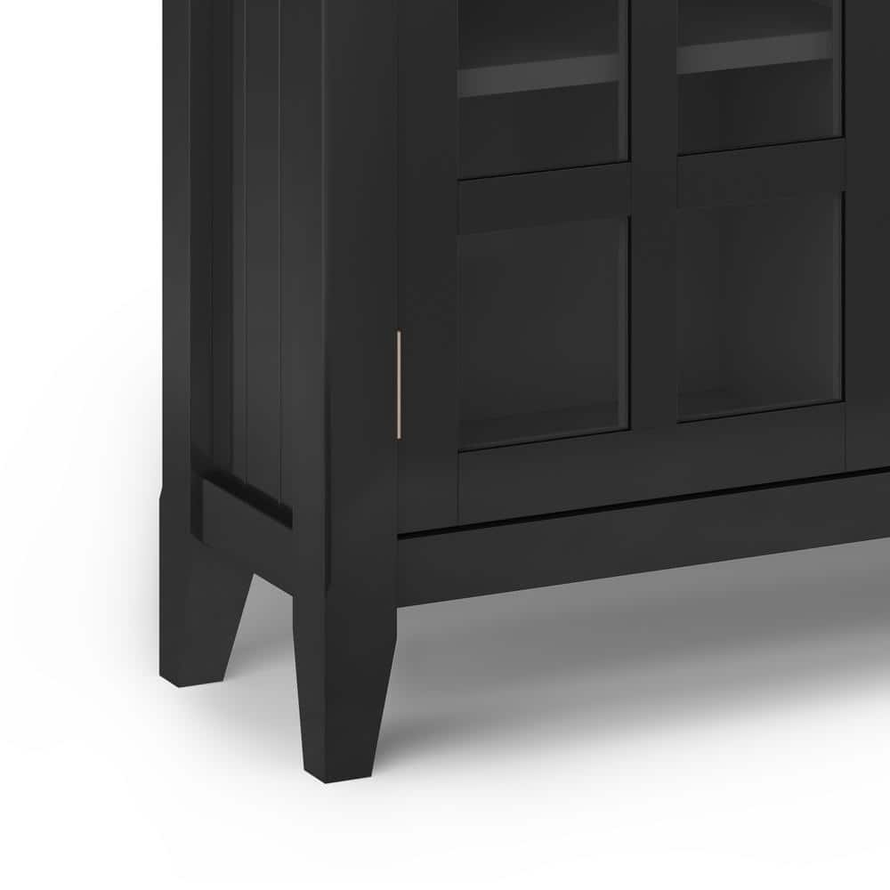 Black Solid Wood Freestanding Office Storage Cabinet with Adjustable Shelving