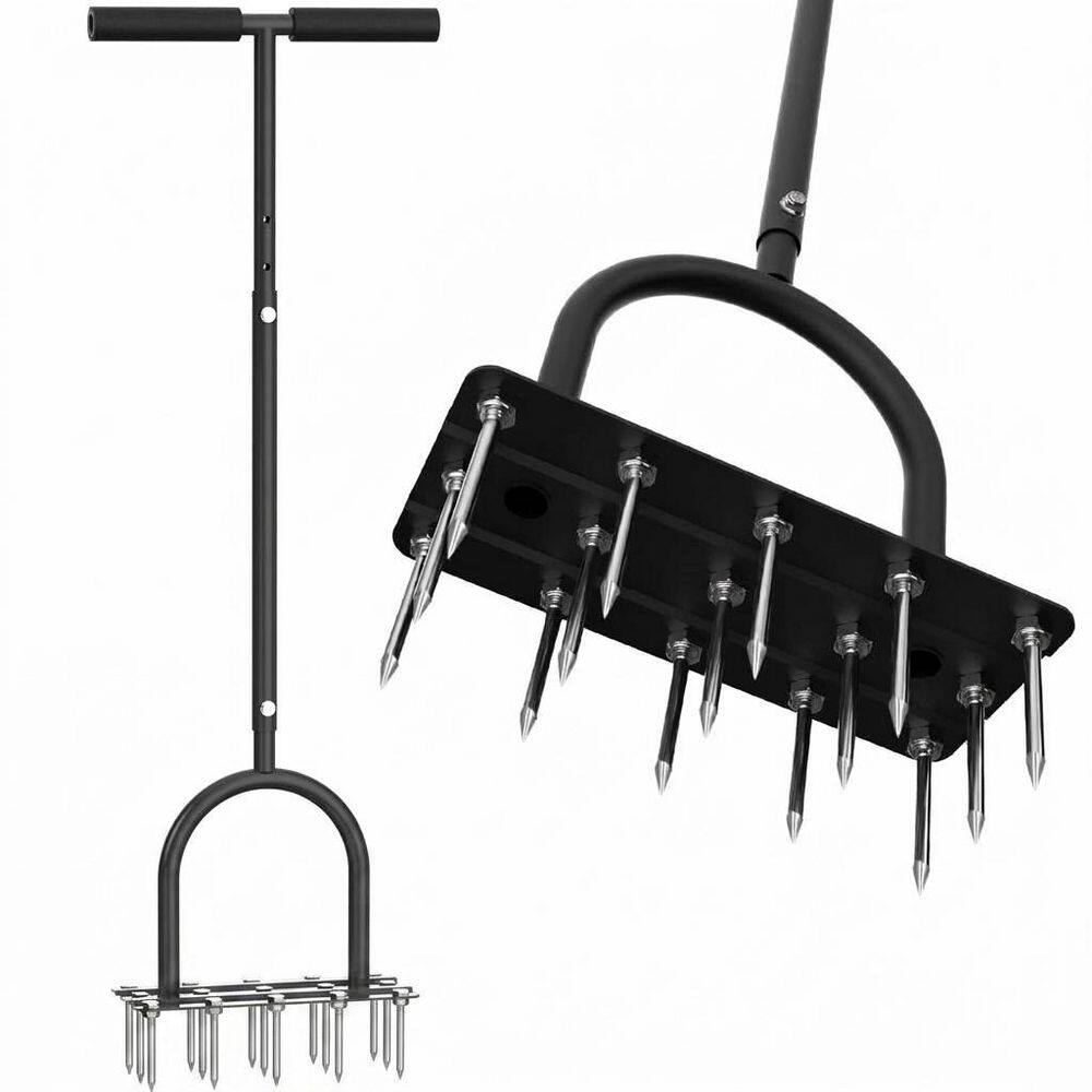 15-Tine Manual Aerator Lawn Tool Heavy Duty Spike Yard Aerator with Adjustable Height for Soil Oxygen Flow 1 Piece price history on PriceWatchPro