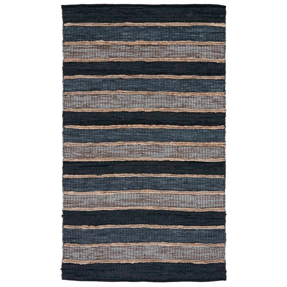 Vintage Leather 5 ft. x 8 ft. Black/Natural Striped Area Rug price history on PriceWatchPro