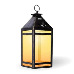 TECHKO Metallic Black Outdoor Solar Vintage Lantern Coach Sconce w