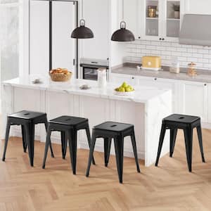 Carnegy Avenue 7.5 in. Height Black Plastic Nesting Stack Stools