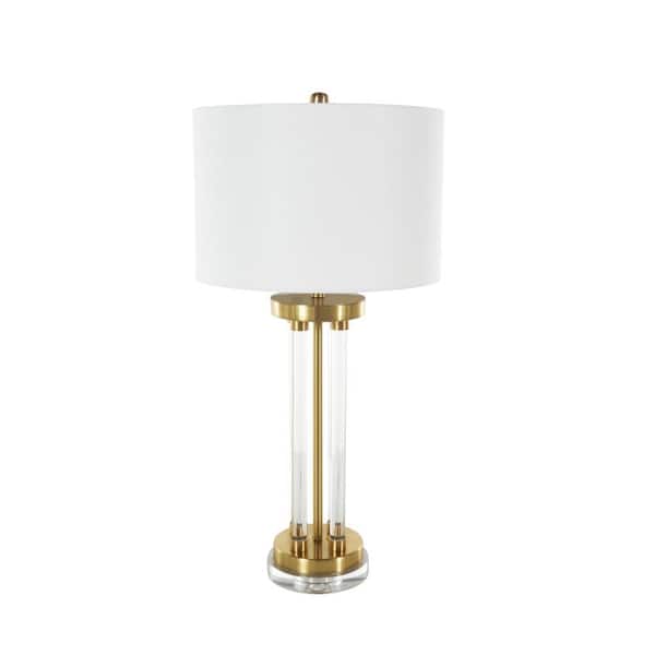 31 in. Clear Crystal Rods Task and Reading Table Lamp with Gold and Silver Base