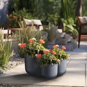 11.5in., 13.5in., 9.5in. Dia Granite Gray Large Tall Round Concrete Plant Pot / Planter for Indoor & Outdoor Set of 3