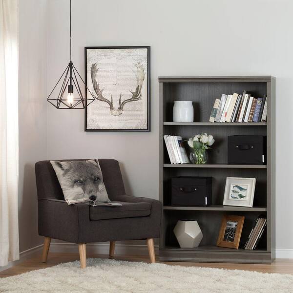 South Shore Morgan Gray Maple Storage Open Bookcase